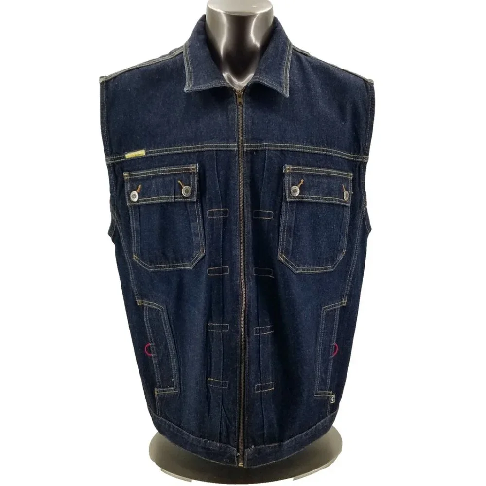 Vintage Southpole Denim Jacket Vest Mens XL Blue Denim Y2K Street Wear
